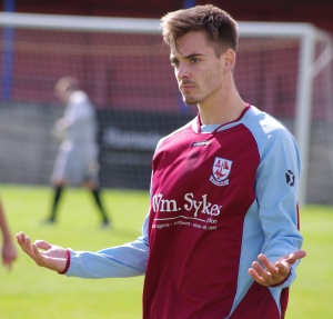 AFC Emley's new hero Max Leonard, who scored their opening goal