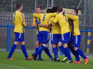 Garforth Town celebrate the opening goal