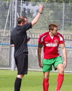 Harrogate's hero Adam Baker was one of seven players given a yellow card in a fairly well-natured game