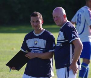 Garforth manager Graham Nicholas watching over proceedings last night with his new assistant Neil Jones (right)