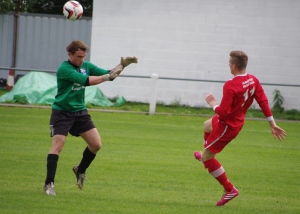 New signing Chris Adams gives Bridlington Town the lead in the 2-1 win at Rossington Main